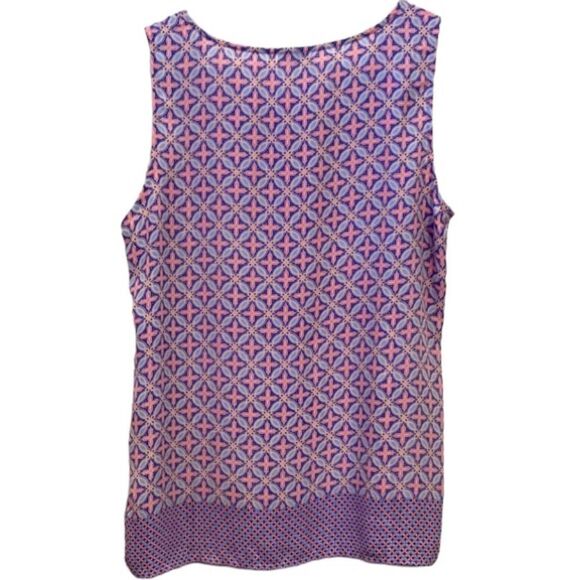 Talbots outlet, blue and pink sleeveless blouse, medium - Picture 2 of 10